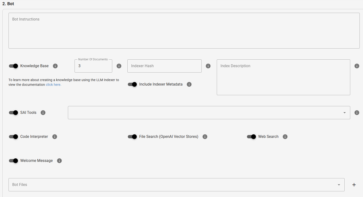 Configure Bot Section