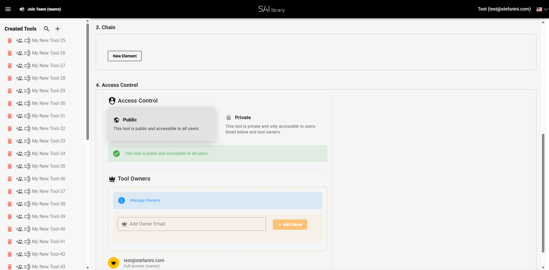 Set Up Chain Section