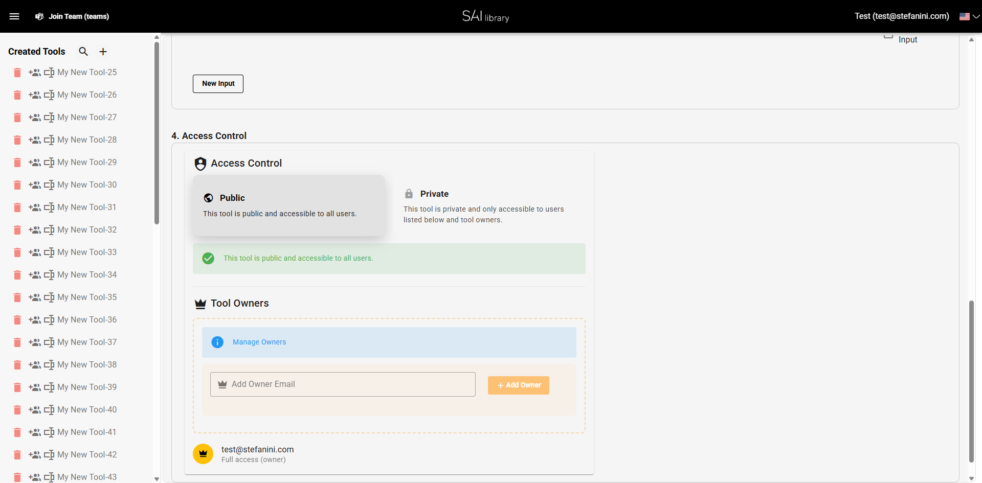 Access Control section