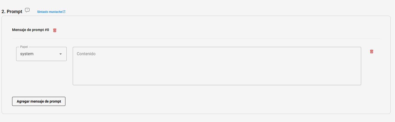 Configurar Sección Prompt