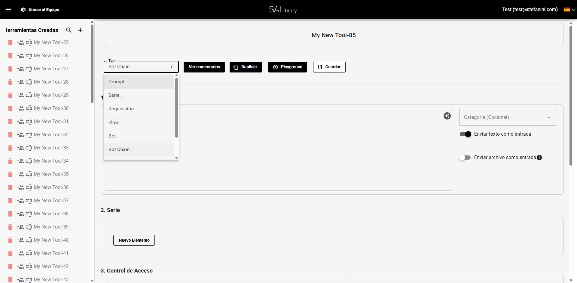 Seleccionar Tipo de Plantilla