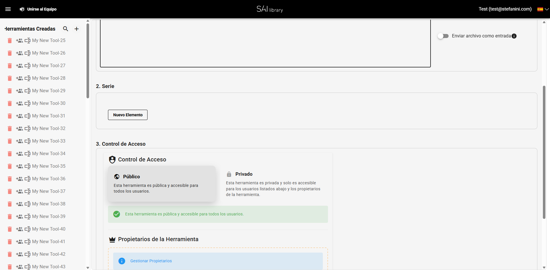 Configurar Sección Serie