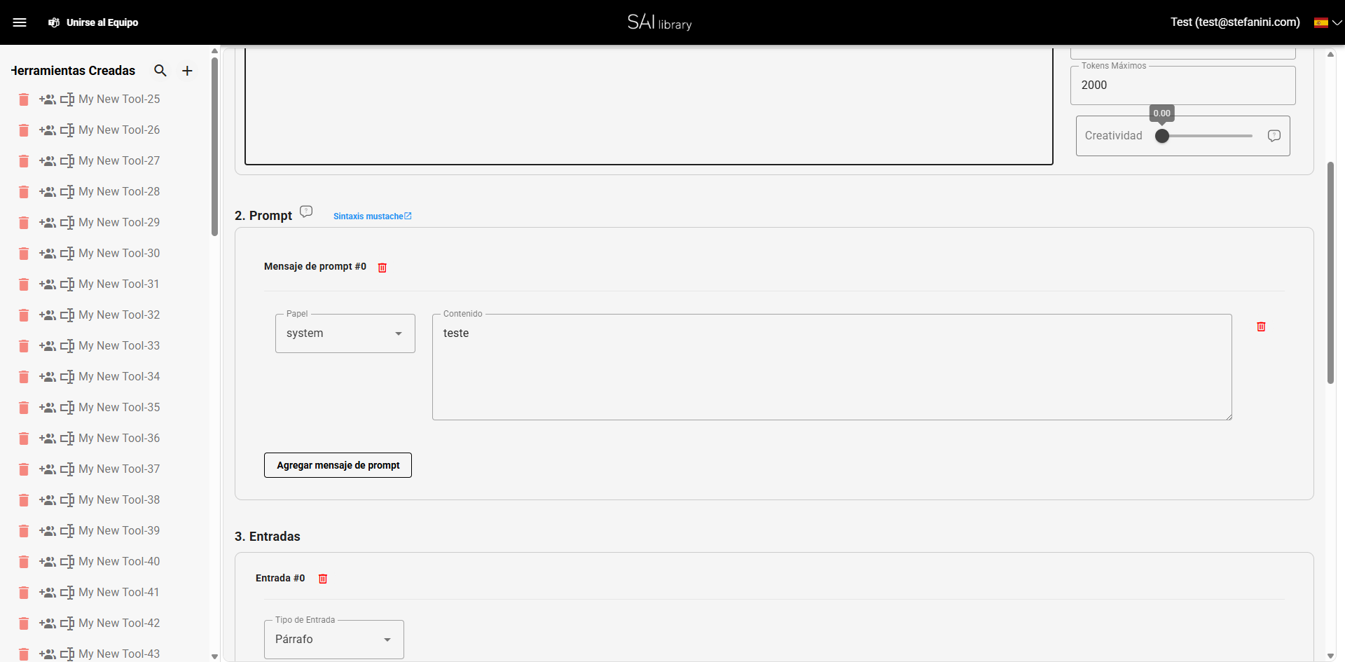 Configurar Sección Prompt