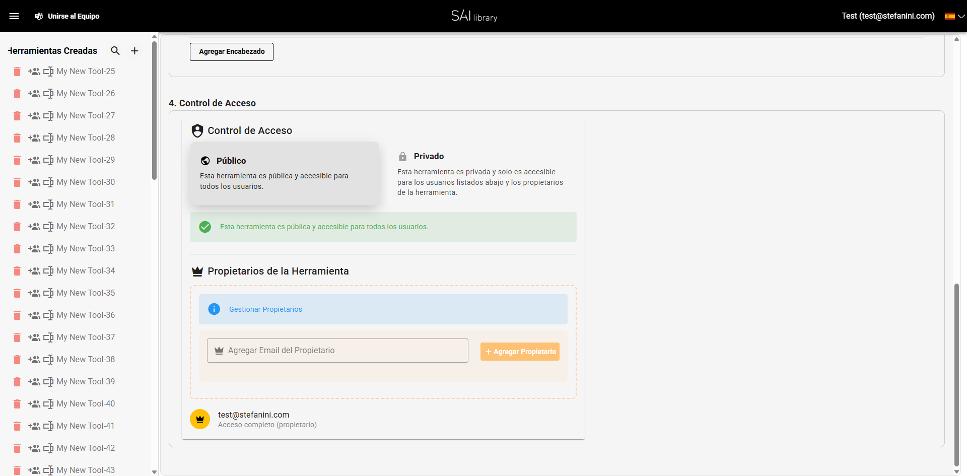 Configurar Sección Control de Acceso
