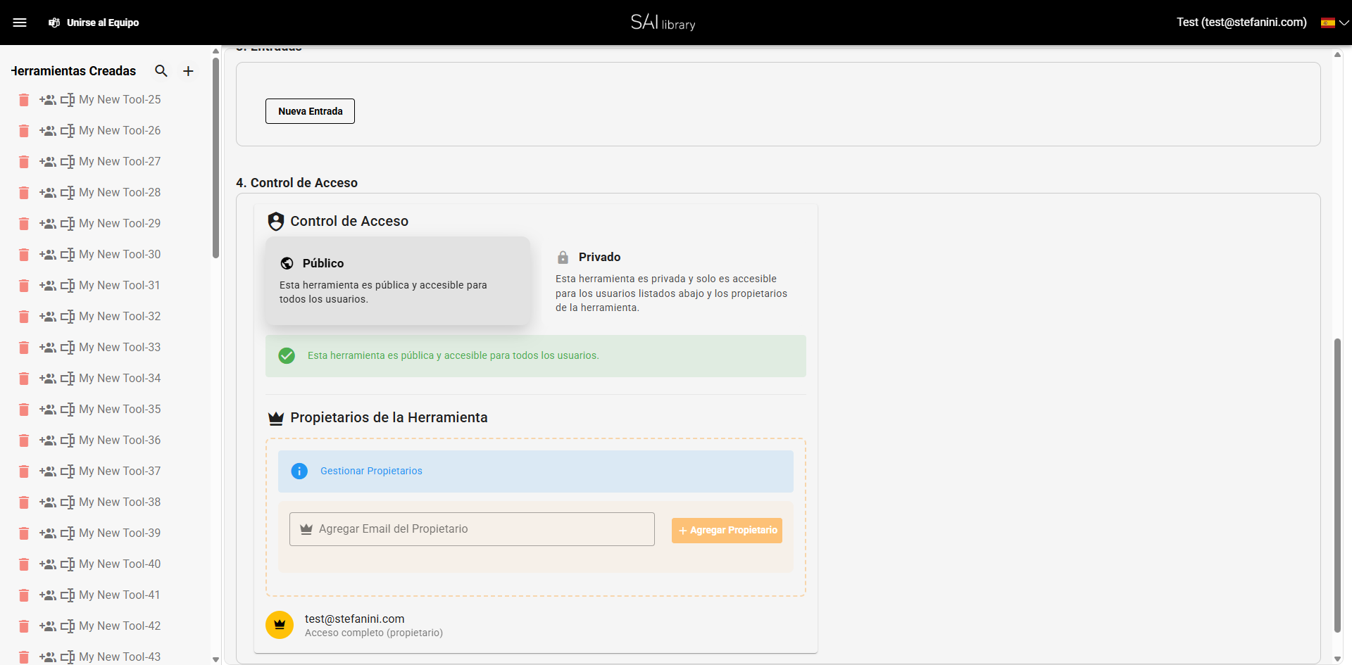 Definir Sección Inputs