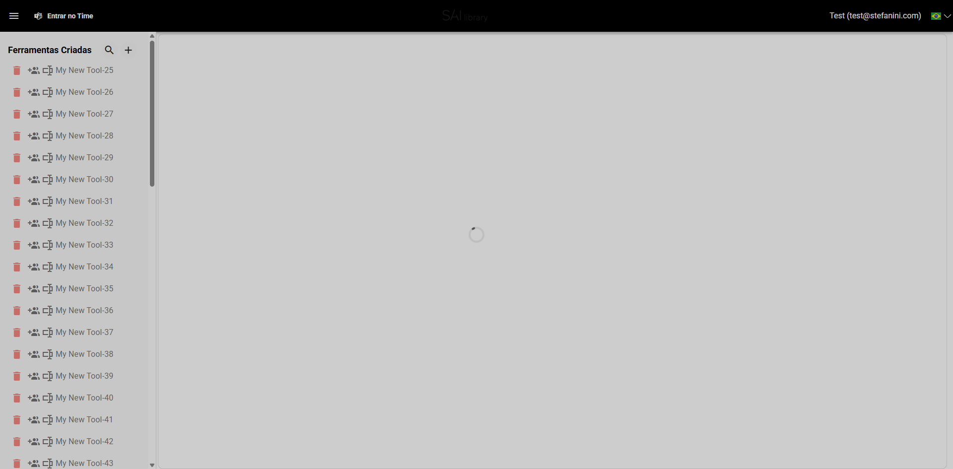 Clique no botão para adicionar nova ferramenta