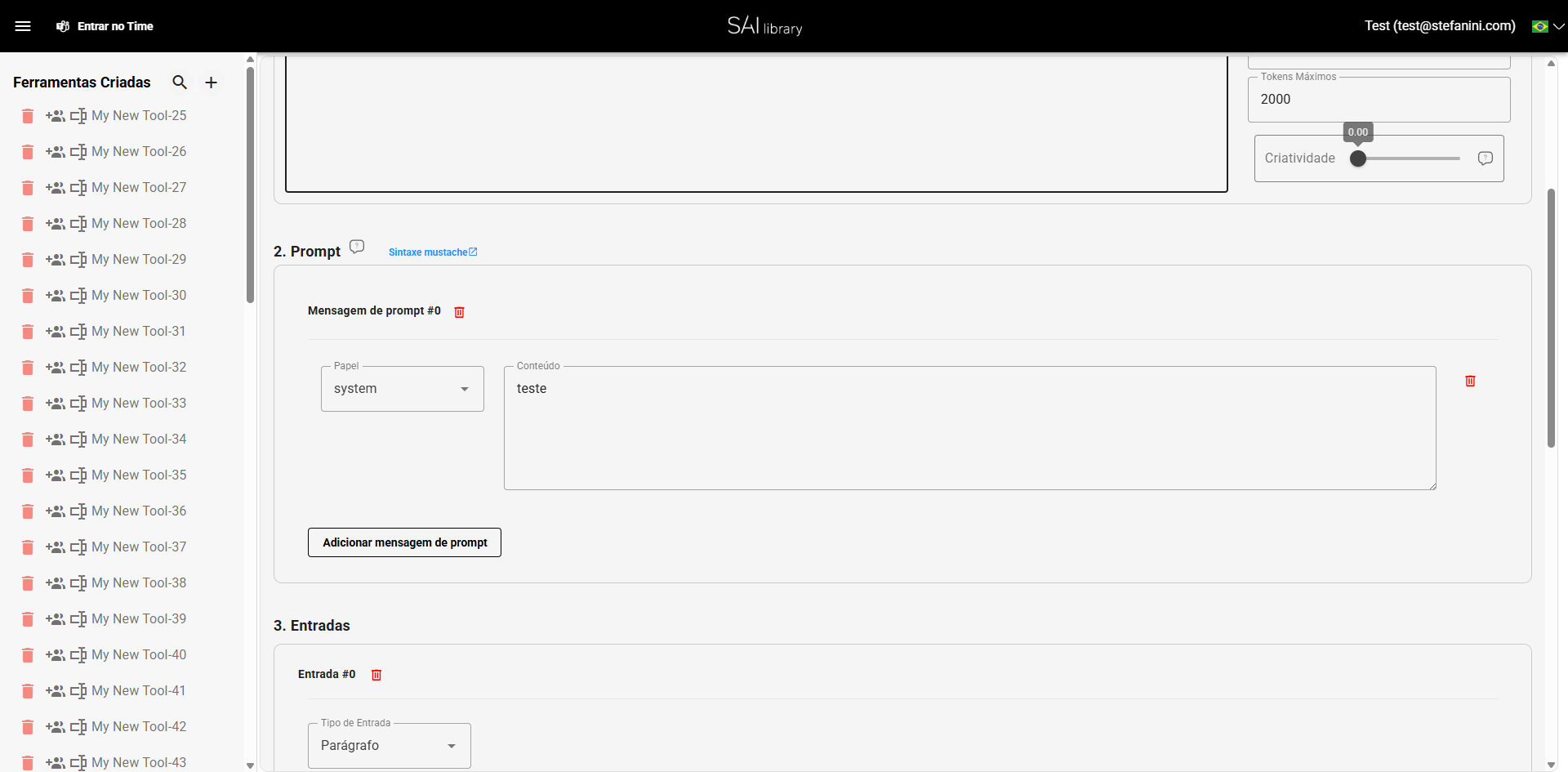 Configurar seção Prompt