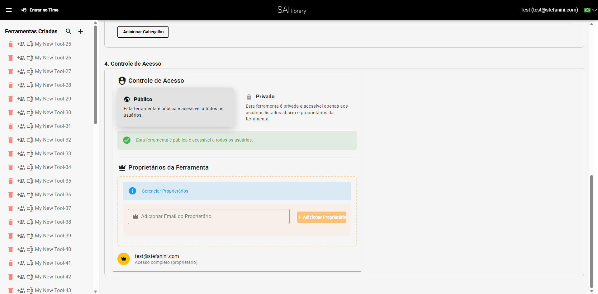 Gerenciar Controle de Acesso
