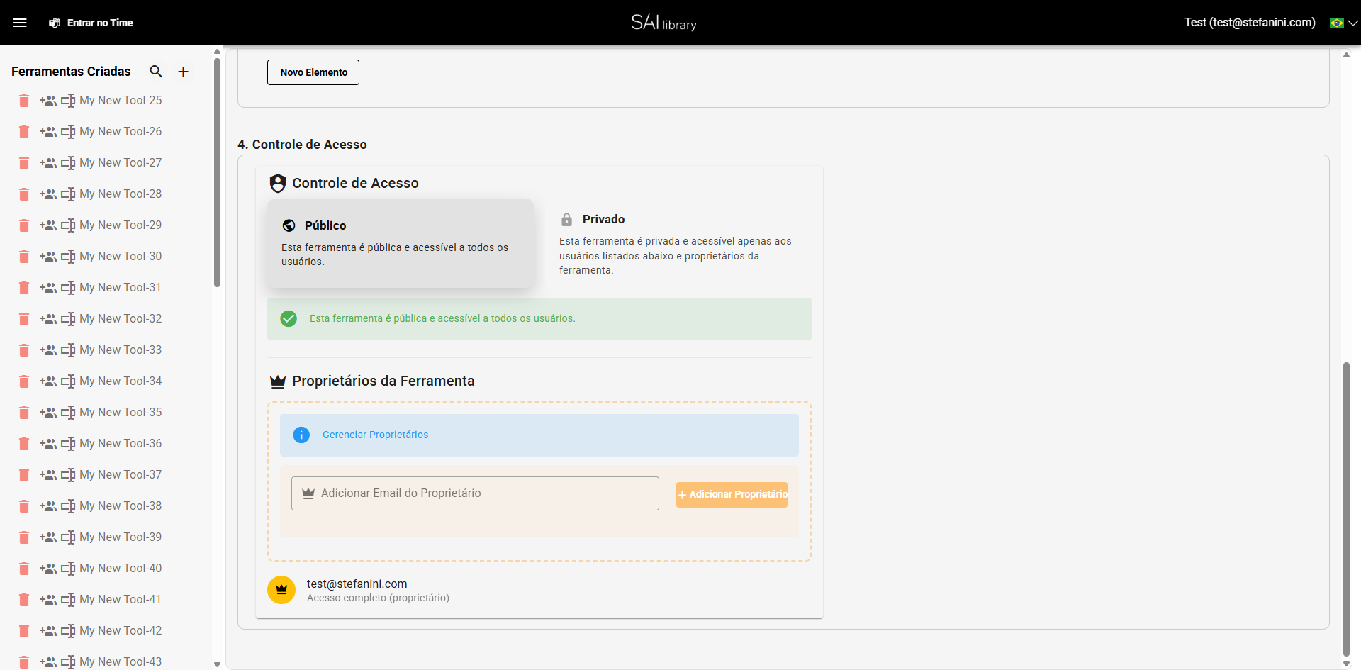 Definir controle de acesso